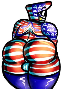 1boy american_flag animated ass balls big_ass bouncing_ass cartoony countryhumans eyes_covered fat fat_ass fat_male gay gif golden_tooth male male_only oiled self_upload shiny_clothes shiny_skin simple_background solo solo_male sqariz stockings stockings_only stylized sunglasses twerking united_states_of_america_(countryhumans) white_background