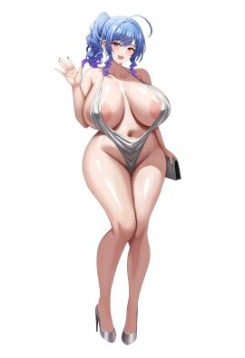 1girls azur_lane blue_hair breasts female hi_res hips huge_breasts jasony light-skinned_female light_skin long_hair naughty_face side_ponytail st._louis_(azur_lane) st._louis_(luxurious_wheels)_(azur_lane) thick_thighs thighs wide_hips
