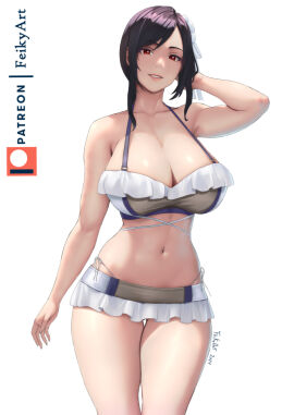 1girls bare_arms bare_legs bare_shoulders bare_thighs big_breasts bikini bikini_bottom bikini_top black_hair breasts clothed clothing color feikyart female female_focus female_only final_fantasy final_fantasy_vii hi_res large_breasts light-skinned_female light_skin long_hair looking_at_viewer red_eyes solo solo_female square_enix tagme thick_thighs tifa_lockhart tifa_lockhart_(shining_spirit)