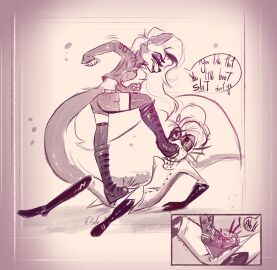 1boy 1girls anglerfish anglerfish_humanoid anthro anthro_on_anthro ballbusting balls baxter_(hazbin_hotel) boot_fetish boot_licking boot_on_face boot_worship bootjob boots cock_and_ball_torture cock_and_balls_torture dominant dominant_female domination drool dry_humping elbow_gloves female femdom fish fish_humanoid fish_man flushed footjob footjob_with_legwear fur furry gills glasses gloves goth goth_girl hazbin_hotel hellhound helluva_boss highres jean_shorts jeans labcoat loona_(helluva_boss) male male_ryona malesub monochrome penis precum shoejob short-haired_female short_hair skirt smile stepped_on stepping_on_penis submissive_male unknown_artist vivienne_medrano wedge_(footwear) wedge_boots wedge_heels wolf wolf_ears wolf_girl