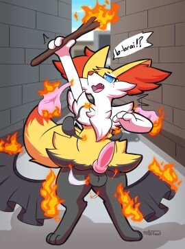 absurd_res after_transformation animal_genitalia animal_penis anthro balls biped braixen canid canine canine_genitalia canine_penis dipstick_tail erection femboy fingers fire fur gay gay_male generation_6_pokemon genitals hi_res homosexual homosexual_male inner_ear_fluff knot male male_penetrated mammal markings nintendo nulloffset penis pokemon pokemon_(species) post-transformation solo solo_male tail tail_markings transformation tuft
