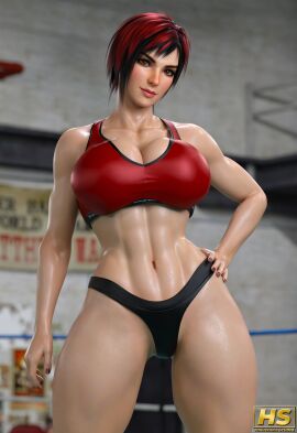 1girls 3d ass big_ass big_breasts breasts dead_or_alive female fit fit_female hagiwara_studio highres mila_(doa) pinup red_hair solo solo_female tagme thick_thighs