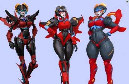 3d 3d_(artwork) 3girls abs alien alien_female alien_girl alien_humanoid armor armored_female autobot big_breasts blue_eyes breasts curvaceous curvy curvy_female curvy_figure cybertronian female female_autobots female_only multiple_females multiple_girls robot robot_female robot_girl robot_humanoid slim_waist thick_thighs thunder_thighs transformers transformers_idw transformers_robots_in_disguise_(2015) trawert wide_hips windblade