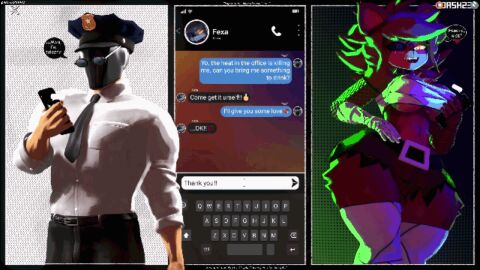 1boy 1girls 3d animated animated_gif animatronic ass bandages big_ass big_breasts breasts brown_body brown_fur cellphone comic curvaceous curvy curvy_figure dash23 dialogue doggy_style doggystyle english_language english_text fazclaire's_nightclub female fexa fexa_(cryptia) five_nights_at_freddy's foxy_(cally3d) foxy_(fnaf) fredina's_nightclub furry gif huge_ass huge_breasts large_ass large_breasts low_framerate male massive_ass police police_hat police_officer rough_sex security security_guard sex sfm smartphone source_filmmaker straight table taken_from_behind text text_box texting thick_thighs thighs wide_hips