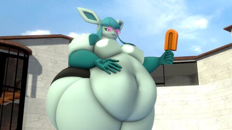 ass big_ass big_breasts breasts bubble_ass bubble_butt fat female glaceon huge_ass kingofthekabuto pokemon pokemon_(species) thick_thighs wide_hips