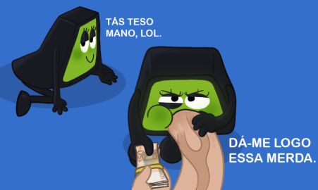 animate_inanimate annoyed automatic_teller_machine bank bedroom_eyes blowjob blowjob_only blowjob_pov company_logo funny holding_penis jingles_(artist) kneeling logo looking_annoyed looking_at_viewer looking_up male mascot multinho_(multibanco) on_knees paying penis portugal portuguese_text side_eye simple_background text veiny_penis