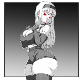 1girls ass baby_(dragon_ball) big_ass big_breasts body_invasion bra_(dragon_ball) bra_briefs breasts busty coffeenexxa corruption dragon_ball dragon_ball_gt evil_grin female female_only glowing_eyes hair_ornament hands_above_breasts hoop_earrings huge_ass huge_breasts large_breasts long_hair male male_in_female_body neo_machine_mutant nexxa parasite parasitic_possession possession red_eyes solo tagme takeover thick_thighs thighhighs thighs tuffle tuffleization