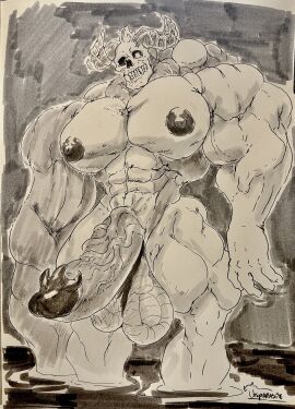 1boy 2023 abs balls beefy big_areolae big_male buff completely_nude demon demon_horns demon_humanoid erect_penis erection fangs glans horns huge_balls huge_cock huge_testicles humanoid humanoid_focus humanoid_genitalia humanoid_only humanoid_penis large_penis long_penis male male_focus male_humanoid male_only muscles muscular muscular_anthro muscular_male navel nipples nude nude_male oc original_character pecs pectorals penile penis penis_out sharp_teeth skull_head solo solo_anthro solo_focus solo_in_panel solo_male testicles thick_penis traditional_art traditional_media traditional_media_(artwork) uniparasite veiny veiny_penis