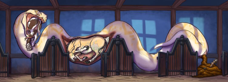 after_vore ambiguous_gender ambiguous_pred animal_genitalia anus apode balls bodily_fluids body_in_mouth body_outline bone bones_in_feces cloaca corpse death digestion duo emptyinside equid equine extreme_size_difference fangs fatal_vore feces feral feral_only feral_pred feral_prey fully_inside genitals gore grotesque_death group hi_res hooves horse imprint inside_stomach internal larger_ambiguous larger_pred legless macro male male_(lore) male_prey mammal markings multiple_prey oral_vore partially_inside pooping_on_floor quadruped reptile salem_(rothar) scalie scat size_difference smaller_male smaller_prey snake stable stomach_acid stomach_bulge tail teeth trio vore white_body x-ray_view