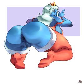 1girls adventure_time ass big_ass big_breasts blue_body breasts bubble_ass bubble_butt christmas fat_ass female female_only huge_ass ice_queen_(adventure_time) large_ass legwear looking_at_viewer looking_back png quattrant smile thick_ass thighhighs white_hair