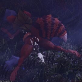 3d 3d_(artwork) after_sex anthro anus ass balls blender blender_(software) blender_eevee cock cum cum_drip cum_in_ass cum_inside cum_on_body fucked_silly futa_focus futa_only futanari hoodwink_(dota) intersex partially_clothed penis rodent squirrel tail tammilicious