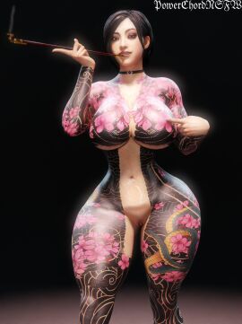 3d ada_wong ass big_ass big_breasts breasts female ink muscular muscular_female powerchordnsfw resident_evil tattoo tattoos tattoos_everywhere thick_thighs voluptuous voluptuous_female yakuza_tattoo