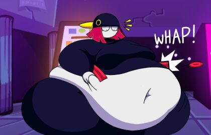 1girls bbw belly_grab belt big_belly big_breasts black_clothing black_hat breasts eyelashes fat fat_belly fat_female fat_thighs female friday_night_funkin friday_night_funkin_mod hat hotline_024 huge_belly large_breasts massive_belly nikku_morioka no_mouth overweight_female red_hair secretgooble short_hair thick_thighs white_skin wide_hips