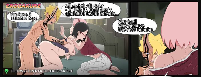 1boy 2girls age_difference boruto boruto:_naruto_next_generations boruto_sex dialogue doggy_style erogakure female from_behind male milf naruto naruto_(series) older_female otsutsuki_momoshiki pussy sakura_haruno sarada_uchiha size_difference straight straight_sex uchiha_sarada undressing uzumaki_boruto vaginal_penetration