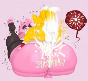 1boy 1girls amy_rose anthro anthro_on_anthro ass black_eyeshadow breasts canid canine excessive_cum female fox hedgehog impregnation large_ass large_breasts male mating_press miles_prower miles_tails_prower mobian_(species) on_top_of_another onomatopoeia ovum samueld59 small_dom_big_sub smaller_male sonic_(series) sonic_the_hedgehog_(series) tagme tails_the_fox younger_male