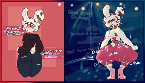 1boy anthro ass ass_bounce ass_clapping ass_shake ass_shaking before_and_after big_ass big_butt bimbo blue_eyes bodysuit bottom_heavy_femboy bubble_butt bunny_tail clapping_ass clapping_cheeks club dancing earrings femboy feminine_male feminization furry heels hoop_earrings humiliation hypno_eyes hypnosis jamie_(lilypup) jiggle jiggling_ass male male_only malesub oc original original_character pink_eyes plump_ass shaking_ass shaking_butt skullfvckerz solo tank_top text tongue tongue_out twerk twerk_hypnosis twerking twerking_position verbal_teasing wide_hips wide_thighs