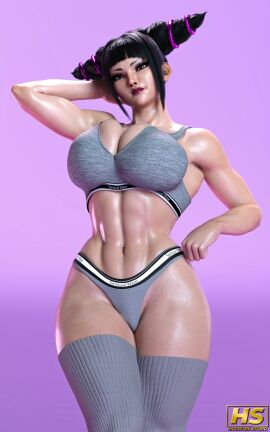 1girls 3d ass big_ass big_breasts bigger_female black_hair breasts capcom cleavage female female_only hagiwara_studio huge_nipples juri_han mature solo street_fighter street_fighter_6 thick_thighs tomboy voluptuous wide_hips