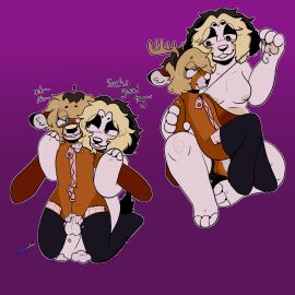 accessory aftercare animate_inanimate anthro azura_(meggiebun) beagle black_ears black_eyes black_tail blue_eyes bodily_fluids canid canine canis celadon_(fawnpawss) clothing cum cum_inside dipstick_tail domestic_dog duo fake_horns fawnpawss fur genital_fluids headband hi_res hunting_dog legwear mammal markings nervous_smile patch_(fabric) plushie_penetrated ripped_seam scent_hound seam_ripper simple_background stitch_(sewing) tail tail_markings thigh_highs trans_woman transfem white_body white_fur zipper