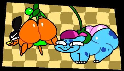 2boys angry angry_face animated ass ass_bigger_than_head ass_focus ass_grab axel_the_bulbasur axel_the_tepig big_ass big_ass_(male) big_butt bulbasaur gay gif hi_res huge_ass male male/male male_only oc original_character pink_panties pokemon pokemon_(species) simple_background smug smug_expression superiorfox_(copyright) tagme tepigfan101