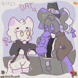 14th_user 1boy1girl 2025 arrow arrow_(symbol) balls belly big_tail black_hoodie brown_hoodie buckle canvas chastity chastity_cage chastity_device confident confused confused_look couple couple_(romantic) crush dildo ear_tuft femboy furry grey_fur grey_tail hair_tuft half-dressed half_naked headphones height_difference hoodie hoodie_only innocent knot lifting_shirt neck_tuft nervous no_nut_november nose paws pilgrim_hat pointing pointing_at_self protogen pumpkin_pie purple_dildo purple_eyes pussy question_mark rubix_cube(character) shaking simple_background suggestive_look tail teenage_boy teenage_girl teenager thanksgiving the14thuser thigh_highs thigh_tuft thighhighs thighs toy turkey twitter_username vein veins veiny veiny_penis white_fur white_tail wolf wolf_girl yellow_eyes