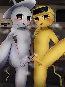 2boys background_character censored_penis clukr_(sprunki) creatures fun_bot_(sprunki) garnold_(sprunki) incredibox incredibox_mod male male_only naked non-human penis small_penis sprunki tagme twink