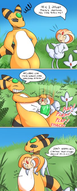 2024 absurd_res ambiguous_gender ambiguous_penetrated ampharos anthro anthro_penetrating bodily_fluids comic cum cum_inside dialogue duo english_text fellatio generation_2_pokemon generation_4_pokemon genital_fluids hi_res legendary_pokemon male male/ambiguous male_penetrating male_penetrating_ambiguous nintendo nude oral oral_penetration penetration penile penis pokemon pokemon_(species) sex starit text uxie