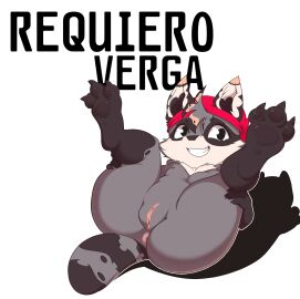 3_toes absurd_res anthro anus ass beanie beanie_only black_body black_eyes clothing dah_showstopperz feet female fur genitals grey_body grey_fur hand_on_ass hand_on_butt hat headgear headwear hi_res looking_at_viewer lying mammal markings meme miko's_trash_can miko_(miko's_trash_can) neck_tuft nude on_back paws perfectos_desconocidos perfectos_desconocidos_(invitado) presenting presenting_pussy procyonid pussy raccoon shadow short_stack simple_background smile smiling_at_viewer solo spanish_text spread_legs spreading striped_markings striped_tail stripes tail tail_markings text thick_thighs toes tuft white_background white_body white_fur