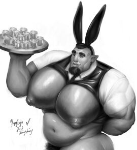 1boy animasanimus bara big_breasts big_chest big_nipples big_pecs breasts easter easter_2024 glas huge_breasts huge_chest huge_pecs male male_only muscular muscular_chest muscular_male orc solo solo_male yaoi