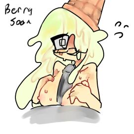 118o8 1boy 1girls anon areolae artist_name berrysoda boobjob breasts female forsaken_(roblox) glasses hair_over_one_eye ice_cream ice_cream_cone ice_cream_cone_hat ice_cream_hair male milf nervous_smile nipples penis precum roblox roblox_game robloxian self_upload sweat tagme titjob