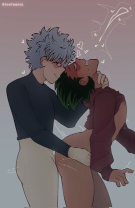 arched_back ass cum cum_in_ass cum_inside drool drool_on_face drool_string drooling gay gay_anal gay_male gay_sex gon_freecss heart hearts_around_head hunter_x_hunter killua killua_zoldyck male male/male male_focus male_only male_penetrated male_penetrating male_penetrating_male shirt shirt_lift shirt_only shirt_pull shirt_up skinny standing standing_sex thrusting thrusting_hard thrusting_into_ass toofygoru visible_nipples young