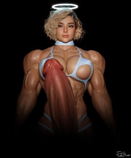 1futa 3d abs balls blonde_hair blue_eyes breasts erection futa_only futanari futaprisoner huge_balls huge_breasts huge_cock intersex jessi_(futaprisoner) looking_at_viewer muscles muscular muscular_futa penis uncensored