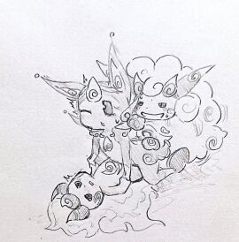 anal_sex bazibon cute elemental_pixies erphuan female marinmizu marinmizu_(the_battle_cats) non-human non-human_only original_characters pussy sex the_battle_cats threesome traditional_art vaginal_sex