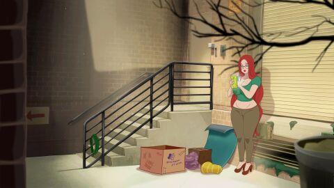 animated anna_(discreenvision) ass big_ass big_breasts breasts discreenvision female glasses high_heels inusen kicking milf red_hair tagme the_secret_of_the_house