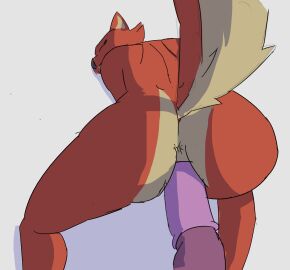 animated anthro canid canine condom diane_foxington doggy_style dreamworks duo faceless_character faceless_male female from_behind_position genitals male male/female mammal penis purple_penis pussy rear_view sex sexual_barrier_device snachsugar the_bad_guys vaginal_penetration