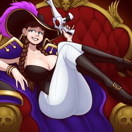 1girls alien_gun ass big_ass big_breasts blazbaros blue_eyes boob_window bracelets breasts brown_hair brunette_hair bubble_ass bubble_butt cape child_bearing_hips cleavage cleavage_window fancy_clothing fancy_hat feathered_hat female female_only gold_(metal) gold_jewelry gold_trim gun heels imperium_of_man large_ass large_breasts large_hat legs_raised legs_up long_hair nobility noblewoman rogue_trader rogue_trader_(video_game) royalty sitting sitting_on_chair sitting_on_throne smiling solo solo_female throne tight_clothing warhammer_(franchise) warhammer_40k wide_hips