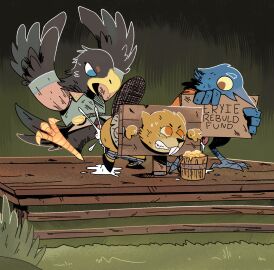 anthro avian beaver bird bodily_fluids cum cum_inside ejaculation eyrie_dynasties_(root) female genital_fluids group hi_res humiliation male male/female mammal money not_a_furfag public public_display public_humiliation public_use rodent root_(game) tinker_(root)