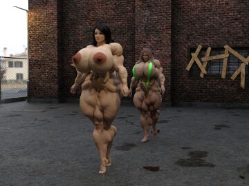 3d alley alleyway ass barefoot before_sex big_ass big_breasts big_butt bimbo breasts daz_studio dzcelestial3d exhibitionism feet female female_only futa_on_female futanari human hyper hyper_lips hyper_muscles intersex light-skinned_futa light_skin lips looking_at_ass looking_at_partner muscles muscular muscular_female partially_clothed public public_nudity sling_bikini