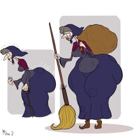 1girls ass bag bottom_heavy breasts broom cellulite fat_ass female gilf glasses granny grey_hair hag hourglass_figure huge_ass long_nose md002 older_female small_belly small_breasts wide_hips