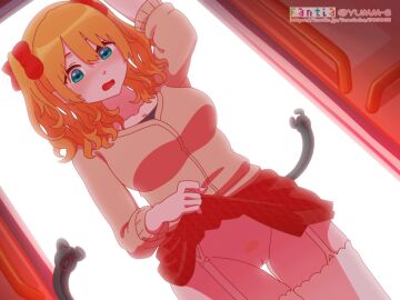 animated aqua_eyes ass breasts bus censored curly_hair female fxx hair_ornament hairbow loop looping_animation miniskirt mosaic_censoring nia_(fxx) orange_hair original plaid_clothes plaid_skirt public public_indecency skirt skirt_lift tagme tentacle tentacle_grab train_interior twintails watermark