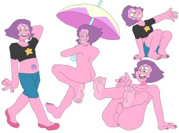 1boy anus balls barefoot cartoon_network femboy gem_fusion male nude peeppepi penis rainbow_quartz_2.0 solo solo_male steven_universe tagme umbrella