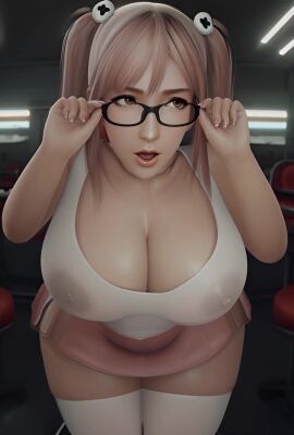 1girls ai_assisted ai_generated audio breasts breasts_bigger_than_head cute dead_or_alive generalbutch generalbutch_(style) glasses grok hair_ornament honoka_(doa) huge_breasts koei_tecmo leaning leaning_forward lips nipples nipples_visible_through_clothing pink_hair pink_skirt pov pov_eye_contact red_eyes skirt tagme tank_top tecmo thick_thighs thighhighs thighs twintails video voluptuous voluptuous_female