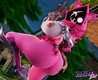 3d 3d_(artwork) anthro female fortnite fortnite:_battle_royale geodat64 gun p90 raven_team_leader raven_team_leader_(cuddly) submachine_gun tagme