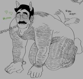 1boy black-haired_male black_hair body_hair collar collared dog_boy glasses hair headgear headwear homestuck jake_english leash leashed male male_focus male_only masculine moustache muscular muttbotics petplay request short-haired_male short_hair solo solo_male tail tail_wag wagging_tail