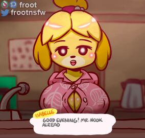 1boy1girl 2d_animation animal_crossing big_ass big_breasts doggirl furry_female heart-shaped_pupils human_male human_on_furry isabelle_(animal_crossing) mossyfroot nintendo ponytail public_exposure sex sole_female sound_effects speakers tagme vaginal_penetration vaginal_sex video voice_acted
