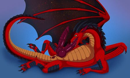 2_penises animal_genitalia animal_penis anus autofellatio big_penis cloudspotter_(character) cuntboy cuntboy_sans_balls diphallia diphallism dragon erection european_mythology feral genitals hemipenes herm hermaphrodite hi_res horn intersex knot knotted_penis lying male maleherm masturbation multi_genitalia multi_penis mythological_creature mythological_scalie mythology nightwing_(wof) nude on_back oral oral_masturbation oral_penetration penetration penile penile_masturbation penis pussy r-z re-re red_body red_scales scales scalie skywing_(wof) solo tail tongue western_dragon wings wings_of_fire zetsin