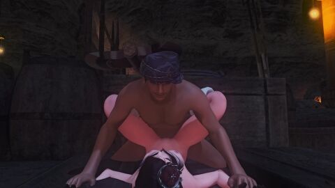 1boy 3d animated black_hair breasts captured cat_ears cat_tail catgirl defeated female final_fantasy_xiv gpose_(ffxiv) male mating_press miqo'te no_sound pirate pussy restrained sex small_breasts tagme vaginal_penetration vaginal_sex video