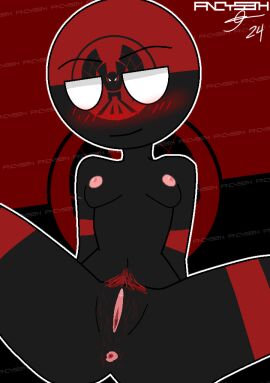 anus blank_eyes blush breasts cartoony countryhumans countryhumans_girl countryhumans_oc female horny legs low_res naked nipples no_shading pubic_hair pussy red_hair round_head vagina white_eyes