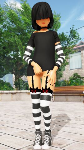 3d black_hair breasts female female_pervert full_body hair_over_eyes hooker jeans_shorts lucy_loud medium_hair pervert ponchi presenting prostitute prostitution short_hair shorts small_breasts solo the_loud_house weird