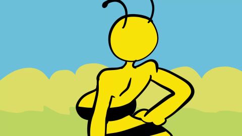 2d 2d_animation animated bee big_breasts color colored flashing_breasts hand_on_breast jaysonguzman567 lena_the_bee nipple_slip oleina tagme video vinesauce