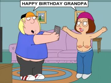 20th_century_fox 20th_century_studios animated bouncing_breasts breasts cameltoe cellphone chris_griffin family_guy female fuzzy_door_productions glasses hat large_areolae meg_griffin no_bra pants pussy topless